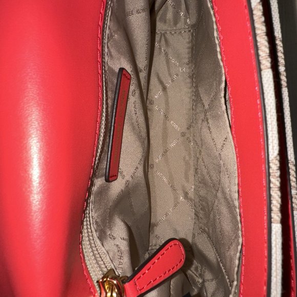 Michael Kors Sloan Editor Medium Logo Jacquard Messenger Bag Grapefruit Multi - Picture 7 of 9